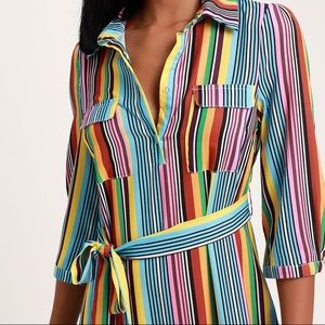 Lulu’s Marvel Light Blue Multi Striped Maxi Dress